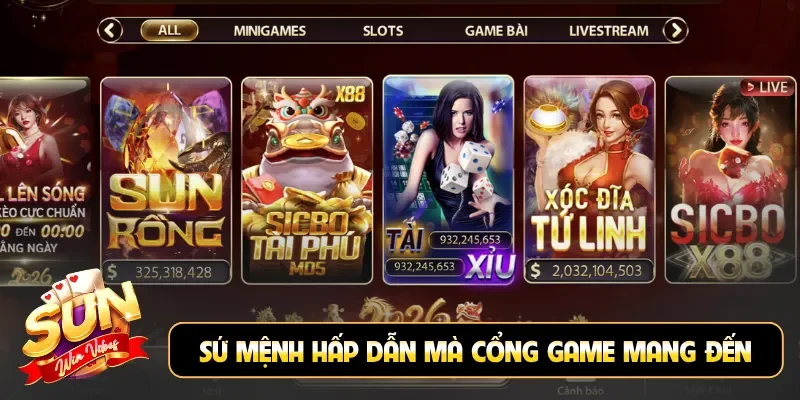 Sứ mệnh hấp dẫn mà cổng game mang đến
